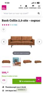 Cognac Bank 2,5 zits, Huis en Inrichting, Banken | Bankstellen, Ophalen, Zo goed als nieuw, 75 tot 100 cm, 200 tot 250 cm