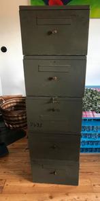 Vintage ijzeren archief lade kasten 5 stuks, Ophalen, Minder dan 50 cm, Gebruikt, Minder dan 100 cm