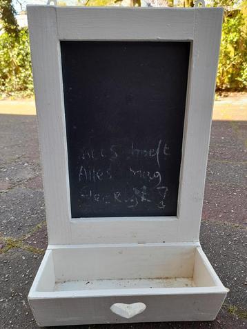 Wit houten Krijt-schoolbord met opslagbakje