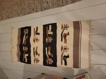 Vintage tapijt / kelim in loper vorm beige bruin vogels beschikbaar voor biedingen