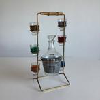 seventies setje Vichy decanter + 6 shotglaasjes in houder, Antiek en Kunst, Antiek | Glas en Kristal, Ophalen of Verzenden