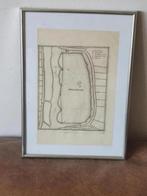 Originele Gravure plattegrond Heukelom Caspar Merian, 1670, Antiek en Kunst, Kunst | Etsen en Gravures, Ophalen