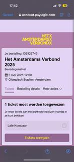 Ticket amsterdams verbond, Tickets en Kaartjes, Evenementen en Festivals, Eén persoon