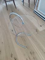 Design glazen bijzettafel, Huis en Inrichting, Tafels | Bijzettafels, Minder dan 55 cm, Rond, Glas, Ophalen