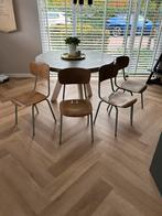 4 stoelen retro vintage industrieel hout eetkamer loods, Huis en Inrichting, Stoelen, Twee, Bruin, Ophalen of Verzenden, Zo goed als nieuw