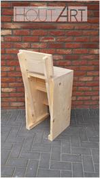 Barkruk met rugleuning. STEIGERHOUT