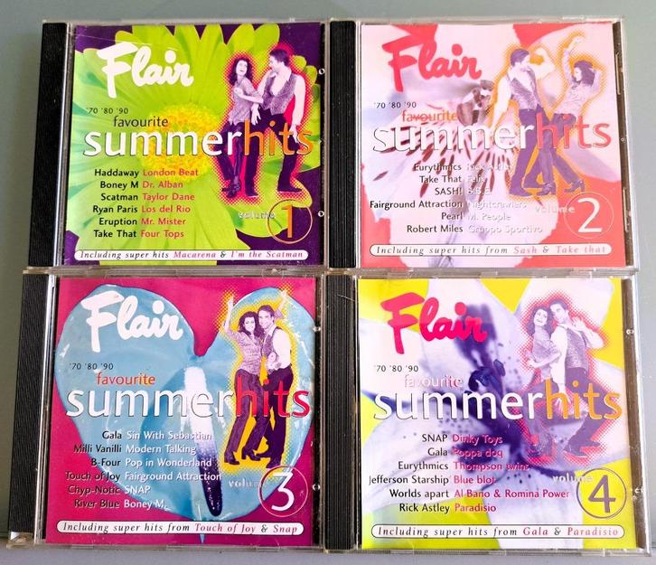 Cd's: Flair Favourite Summer Hits deel 1, 2, 3 en 4 (ppst), Cd's en Dvd's, Cd's | Verzamelalbums, Zo goed als nieuw, Pop, Ophalen