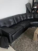 GRATIS zwart leren hoekbank, Huis en Inrichting, Banken | Bankstellen, Ophalen, Gebruikt, Hoekbank