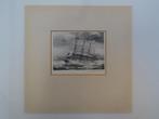 prent van een windjammer, zeilschip in passe partout, Gebruikt, Verzenden, Voor 1940, Prent