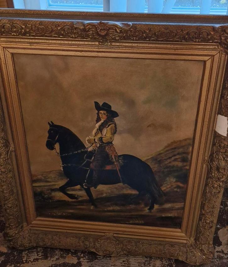 Oude Schilderij: Ruiter te Paard peters kunsthandel, Antiek en Kunst, Kunst | Schilderijen | Klassiek, Ophalen