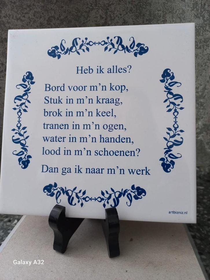 grappige teksttegel tekst HEB IK ALLES, tegel 15x15 cm, Huis en Inrichting, Woonaccessoires | Tekstborden en Spreuken, Zo goed als nieuw