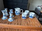 Delfts Blauw Set: Kandelaars, Mokken & Kannetje, Antiek en Kunst, Ophalen of Verzenden