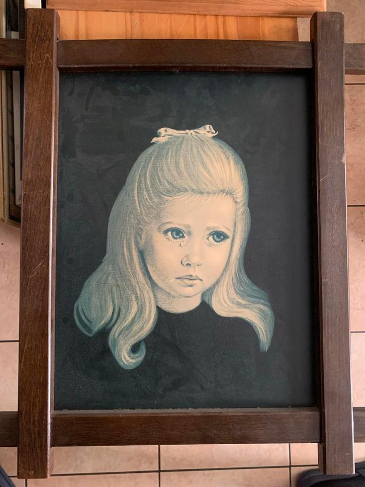 Schilderij Huilend Meisje, Antiek en Kunst, Kunst | Tekeningen en Foto's, Ophalen of Verzenden