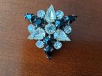 Vintage Strass Broche Zilverkleurig Zwart/Clear, Sieraden, Tassen en Uiterlijk, Broches, Ophalen of Verzenden