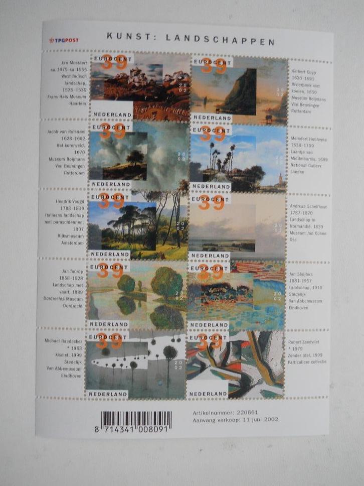 Nederland 2002 Nominaal Landschappen Vel Nvph.V2089-2098, Postzegels en Munten, Postzegels | Nederland, Postfris, Na 1940, Ophalen of Verzenden
