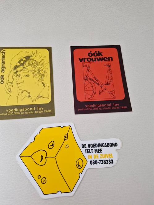 Vintage Voedingsbond FNV Stickers - Set van 3, Verzamelen, Stickers, Gebruikt, Ophalen of Verzenden