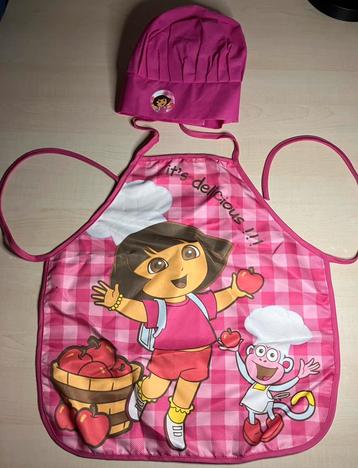Dora Keukenschort + Koksmuts, roze, one size beschikbaar voor biedingen
