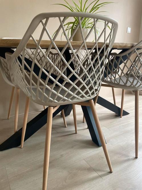 Set van 4 eetkamerstoelen NASHUA Beige, Huis en Inrichting, Stoelen, Zo goed als nieuw, Metaal, Overige kleuren, Ophalen