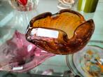 Amberkleurige glazen Murano asbak vintage, Ophalen of Verzenden
