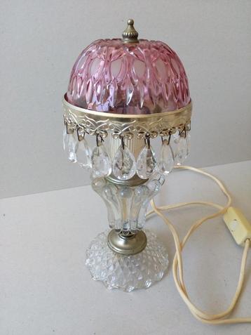 Michelotti tafellampje.Jaren60.Kristal/Cranberryglas. beschikbaar voor biedingen