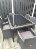 Wicker tuinset 6 personen, Tuin en Terras, Tuinsets en Loungesets, Ophalen, Gebruikt, 6 zitplaatsen, Wicker