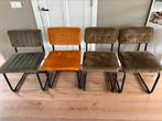 4 eetkamerstoelen velours, Ophalen, Zo goed als nieuw, Overige kleuren, Twee