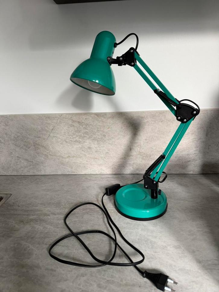 Toffe retro groene bureaulamp te koop, Huis en Inrichting, Lampen | Tafellampen, Gebruikt, 50 tot 75 cm, Metaal, Ophalen of Verzenden