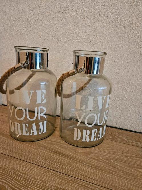 Set van 2 Windlichten met Touw, Antiek en Kunst, Antiek | Woonaccessoires, Ophalen of Verzenden