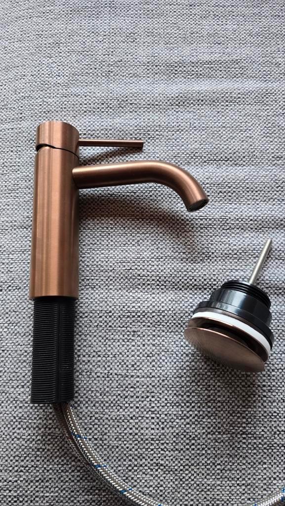 Gessi Wastafelkraan & pop-up wastafelplug - geborsteld koper, Doe-het-zelf en Verbouw, Sanitair, Nieuw, Kraan, Koper, Ophalen of Verzenden