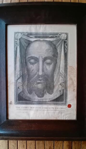 Afdruk van het gezicht van Jezus Christus, reliek, zweetdoek beschikbaar voor biedingen