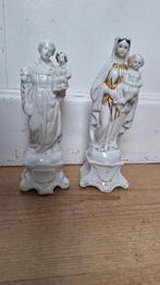 2 antieke porseleinen religieuze beeldjes,  zie foto's, Ophalen of Verzenden