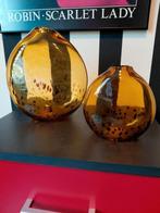 Twee mooie glazen vazen met bubbeltjes in het glas, Ophalen, Overige kleuren, Minder dan 50 cm, Glas