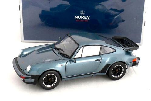 Porsche 911 (930) Turbo 3.3 blauw-metallic 1988 Norev 1:18, Hobby en Vrije tijd, Modelauto's | 1:18, Nieuw, Auto, Norev, Ophalen of Verzenden