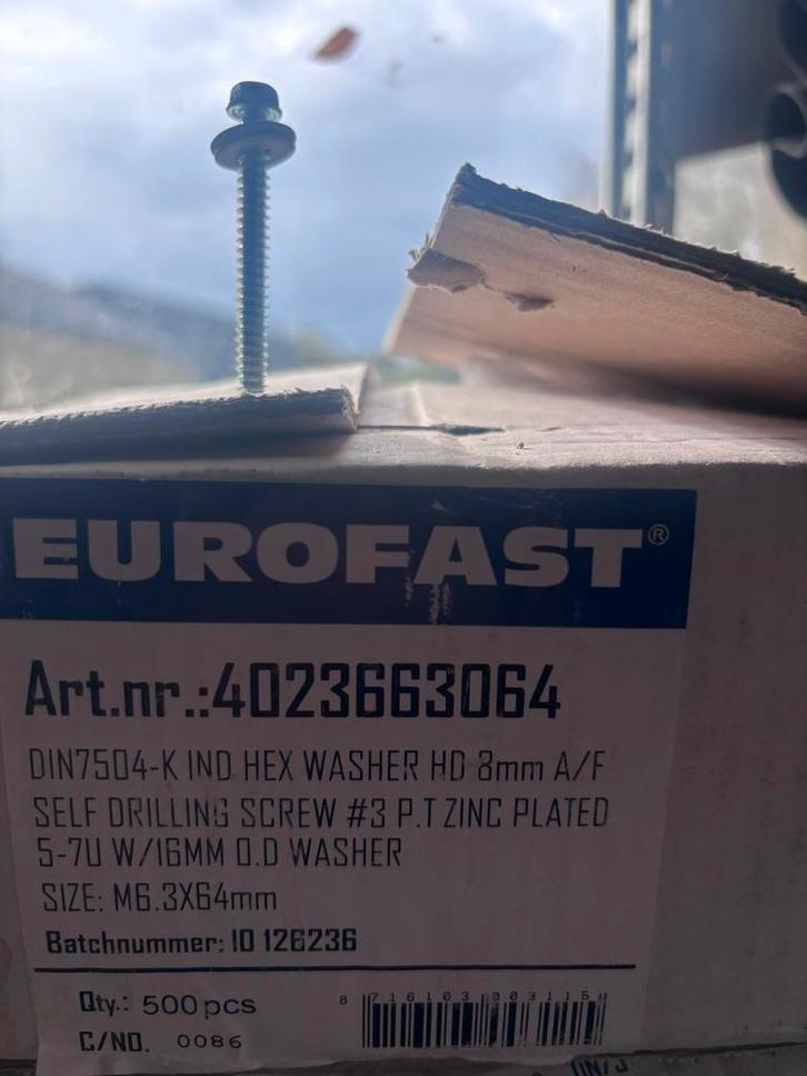 Eurofast Zelftappende Schroef M6.3x64mm - Nieuw, Doe-het-zelf en Verbouw, Hang- en Sluitwerk, Nieuw, Overige typen, Overige materialen