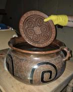 Houten pot met 2 borden, Ophalen of Verzenden