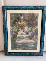 Mooie blauwe lijst met copy van kunstenaar Monet - Garden, Ophalen of Verzenden
