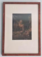 Ets Vrouw met fruitmand in venster Steelink naar Gerard Dou, Antiek en Kunst, Kunst | Etsen en Gravures, Ophalen of Verzenden