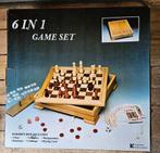 6 spellen in houtenbox, Hobby en Vrije tijd, Gezelschapsspellen | Bordspellen, Ophalen of Verzenden