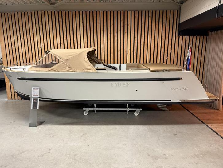 NwStaat! MAXIMA 730 DELUXE '150PK HONDA' BOEGSCHR! KOELKAST!, Watersport en Boten, Sloepen, Gebruikt, 70 pk of meer, 6 meter of meer