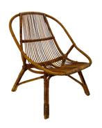 Vintage Rotan Stoel Dirk Van Sliedregt Rohe Noordwolde 1960, Huis en Inrichting, Fauteuils, Gebruikt, Riet of Rotan, 50 tot 75 cm