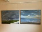 olieverf schilderijen Voor en na de bui., Antiek en Kunst, Kunst | Schilderijen | Klassiek, Ophalen of Verzenden