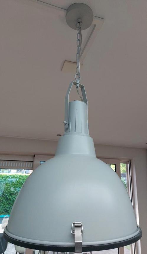 industriële hanglamp, lichtgrijs, Brent, Huis en Inrichting, Lampen | Hanglampen, Zo goed als nieuw, Minder dan 50 cm, Ophalen