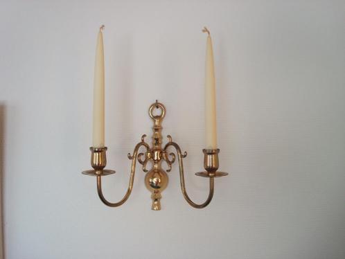 Wand-kroonluchters/ wandlamp koper, 2 arm, Huis en Inrichting, Lampen | Kroonluchters, Gebruikt, Ophalen