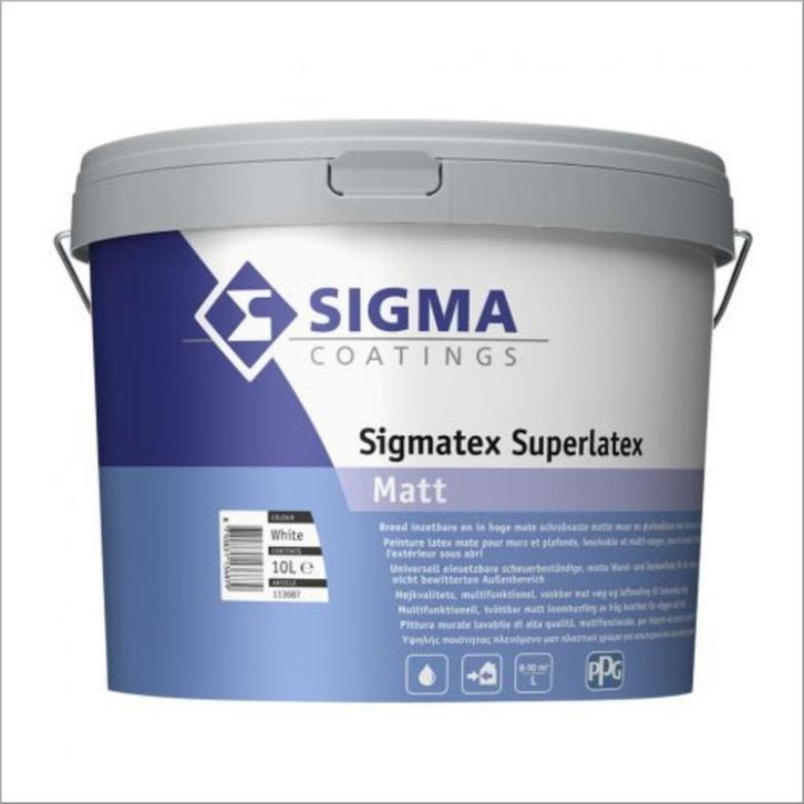 Sigma Sigmatex Superlatex Matt - Ral 9010,9016,Wit, Doe-het-zelf en Verbouw, Verf, Beits en Lak, Nieuw, Verf, Overige kleuren