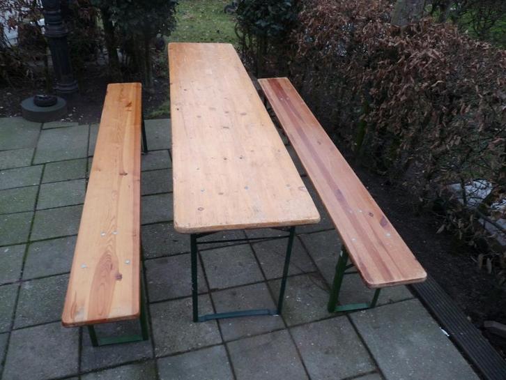 picknicktafel 4 sets  bierbanken biertafels, Tuin en Terras, Picknicktafels, Zo goed als nieuw, Rechthoekig, Hout, Inklapbaar