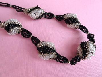 jwg Lange vintage 60s 70s design ketting glas kralen zwart beschikbaar voor biedingen