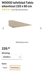 Eettafel blad eiken 220x90 cm, Huis en Inrichting, Tafelonderdelen, Ophalen, Gebruikt, Eikenhout, 200 cm of meer