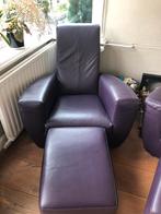 2 Gerard van den Berg label Longa fauteuils met hockers, Huis en Inrichting, Ophalen, Gebruikt, 75 tot 100 cm, Leer