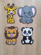 Dieren wandborden set: Leeuw, panda, olifant & giraf € 29,95, Ophalen, Nieuw, Wanddecoratie