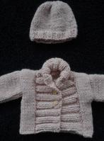 Nieuw gebreid roze vestje met muts. Made by Jelly. Mt 68-74., Kinderen en Baby's, Babykleding | Maat 68, Nieuw, Meisje, Ophalen of Verzenden